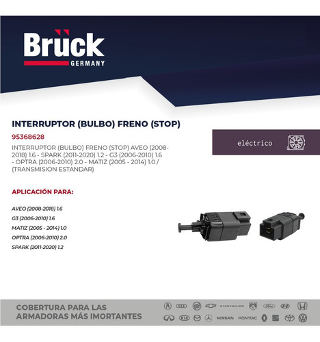 Bulbo Sensor Freno Aveo 2016 95368628