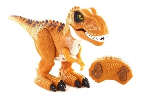 Dinossauro De Brinquedo Solta Fumaça Anda Som Luz Dino Robô laranja