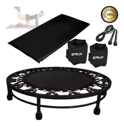 Cama Elástica Mini Jump + Colchonete + Corda+ Caneleira 2 Kg