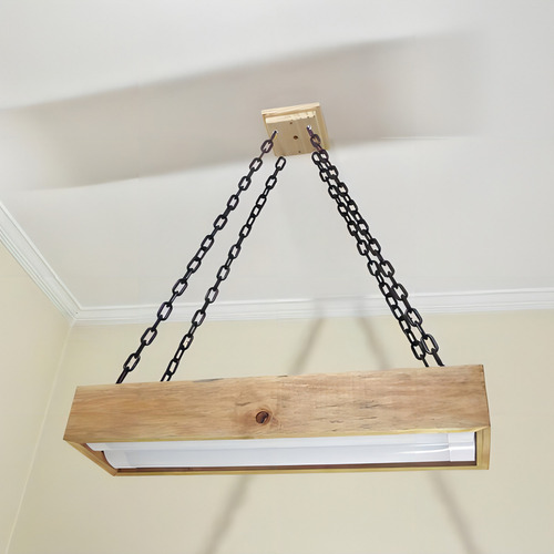 Luminária Lustre Pendente Rústico Madeira Led Lustre 40w
