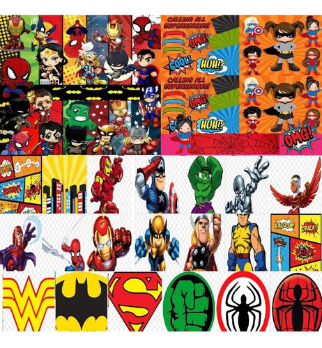 Kit Imprimible Candy Bar Pequeños Superheroes Golosinas M2