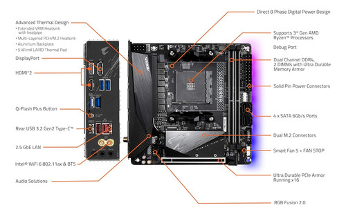 Placa Madre Gigabyte B550i Aorus Pro Ax , Mini Itx , Ddr4