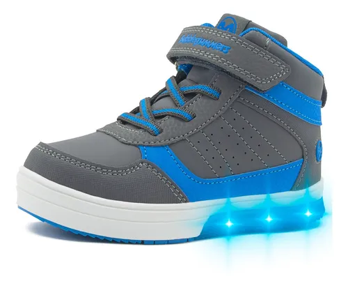 Tenis Bota Niño Bubble Gummers Luces Importado Gris/azul