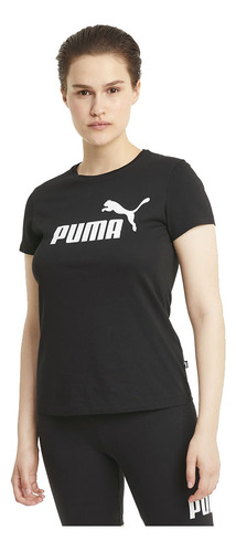 Remera Puma Mujer Essential Logo Tee Manga Corta Negra
