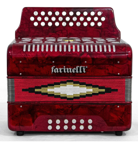 Farinelli 3012mir Acordeón 31 Botones 12 Bajos Tono Mi Rojo 