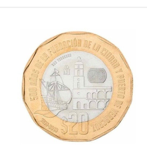 Moneda $20 Pesos - Conmemorativa De Los 500 Años De Veracruz