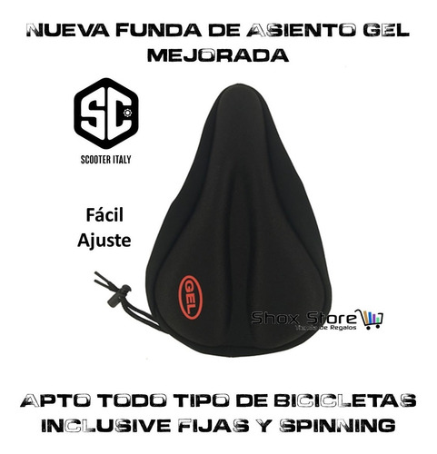 Imagen 6 de 7 de Funda Asiento Bicicleta Gel Silicona Scooter Spinnig Fija