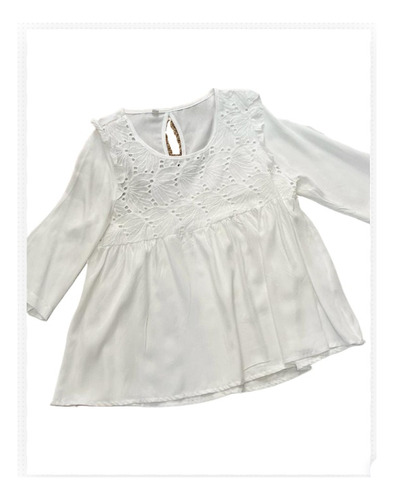 Blusa Con Broderie Mangas 3/4