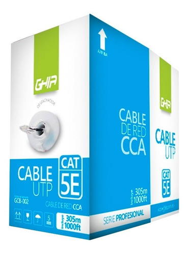 Cable Utp Bobina 5e Cat Cca Azul 24 Awg 305m 1000ft Ghia