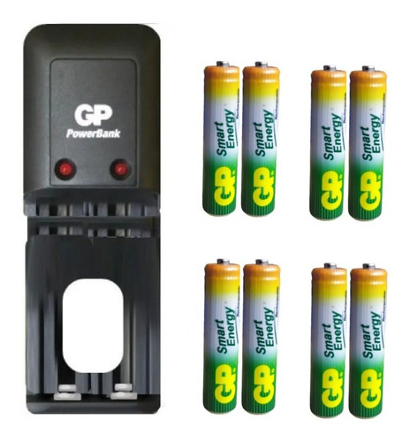 Cargador Gp + 2 Baterías Pilas Aaa 400 Mah Recargables
