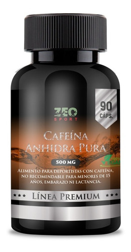 Cafeína Anhidra Pura De 500 Mg X 90 Cápsulas  Vegetales