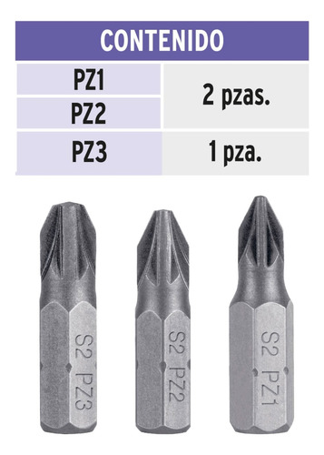 Kit Puntas Pozidriv Combinadas Largo 1 , 5 Unidades Expert