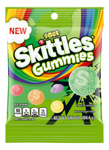 Skittles Surtido De Caramelos Masticables De Gomitas Acidas,