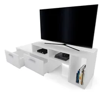 Comprar Mesa Para Lcd Led Rack Living Cajones Mueble Moderno Color Blanco