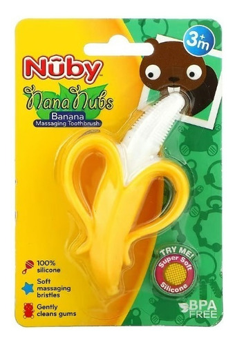 Cepillo de dientes Nuby Nananubs Banana, mordedor, más de 3 m, color amarillo
