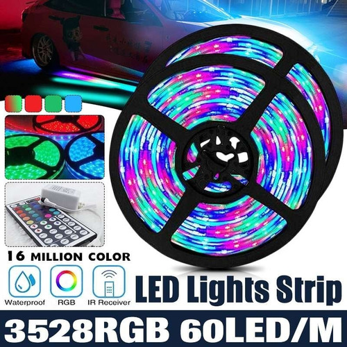 Cinta Rollo Tira Luces Led 5mt Multicolor +control Rgb Kit