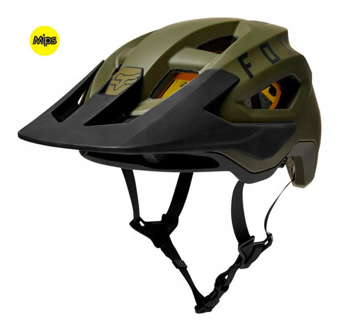 Capacete Ciclismo Bike Fox Speedframe Mips Oliva Preto Cor Verde Oliva Tamanho M