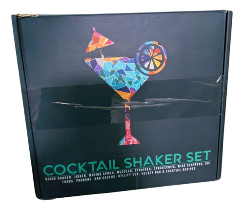 Bartender/cocktail Shaker Set Kit With Stand New
