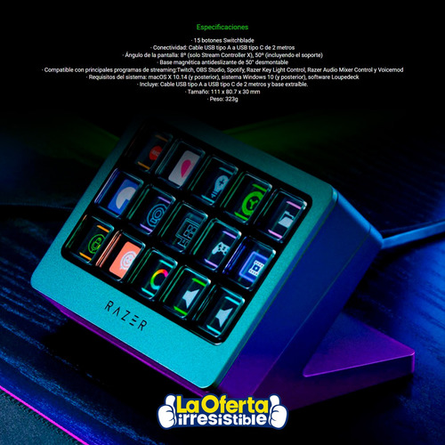 Controlador Streaming Razer Stream Controller X 15 Botones