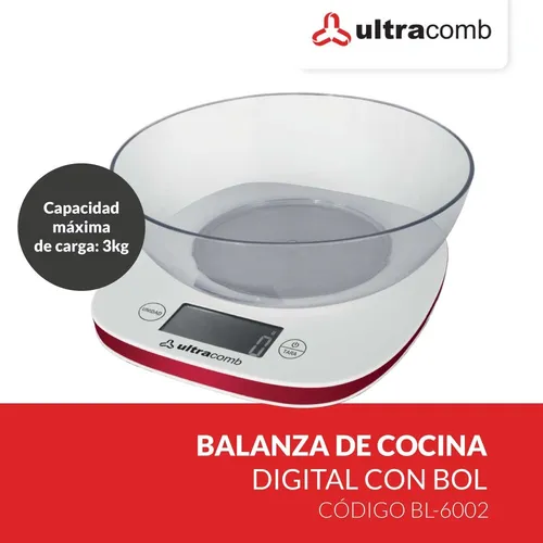 Balanza De Cocina Digital Con Bowl Pantalla Lcd BL-6002 - Ultracomb