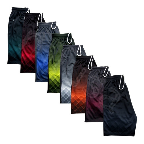 Imagem 2 de 10 de Kit 5 Bermuda Masculina Praia Zíper Fitness Academia Esporte