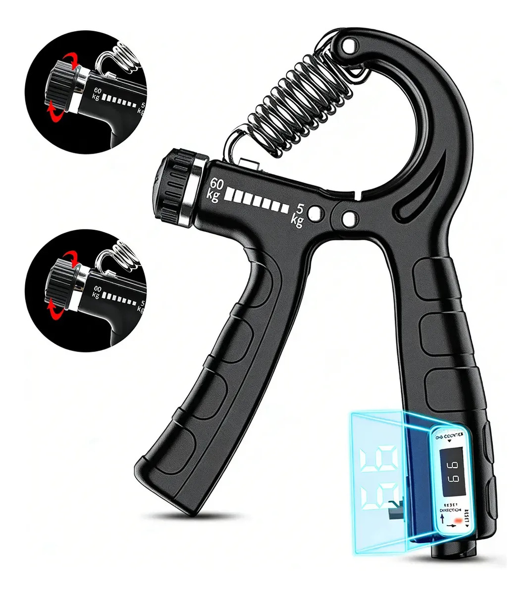 Hand Grip Ajustable para Entrenamiento de Mano y Antebrazo con Contador Incorporado