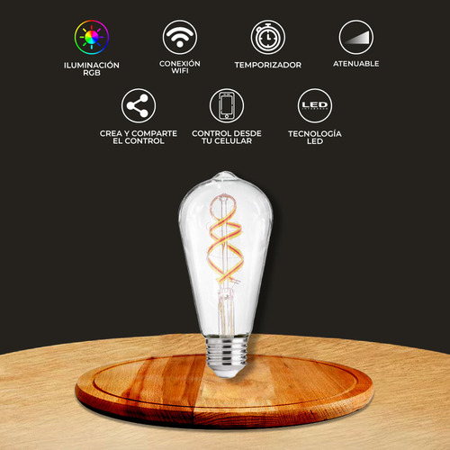 Foco Vintage Led Inteligente Tecnolite 4.5w Rgb Atenuable