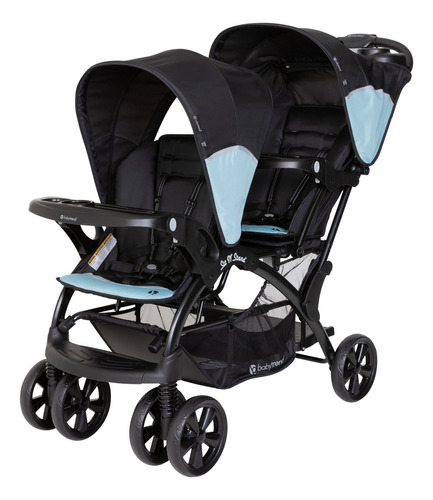 Carriola Doble Bebe Baby Trend Sit N Stand Reclinable Color Desert Blue Color Del Chasis Negro