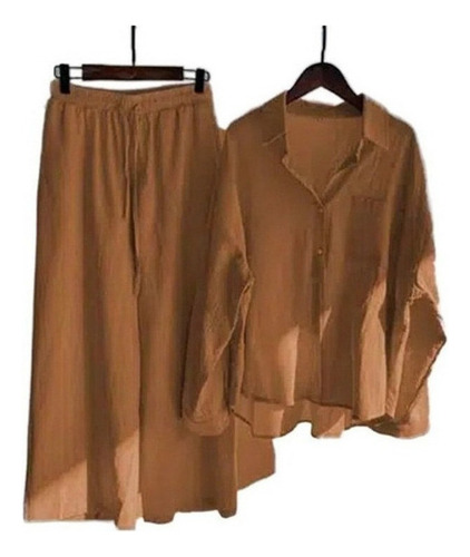 Conjunto De Camisa Y Pantalón De Lino Y Algodón For Mujer