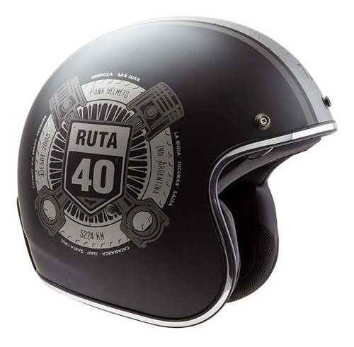 Casco Moto Abierto Hawk 721 Ruta 40 Negro Gris Mate