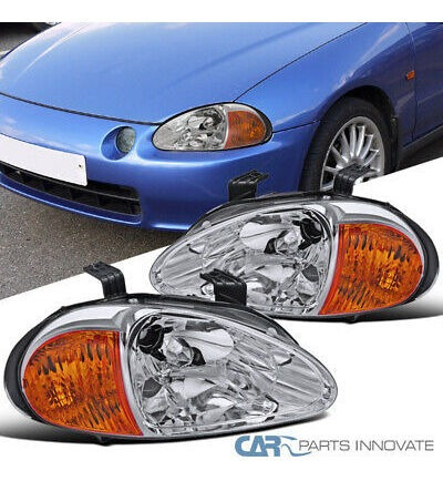 Fits 93-97 Honda Civic Del Sol Clear Lens Headlights Dri Ttx