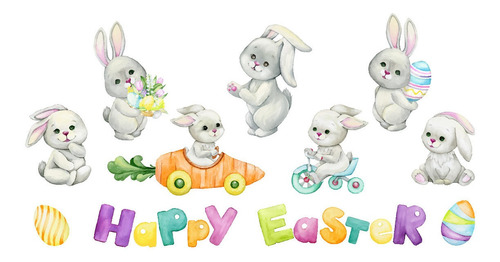 Clipart Conejos De Pascua Acuarela 3