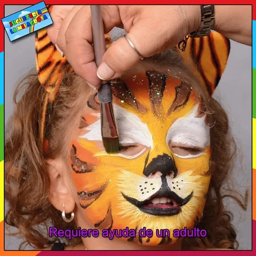 Kit Maquillaje Artistico Pintura Stencil Animales Niños artistico de animales Kit Maquillaje Artistico Pintura Stencil Animales Niños