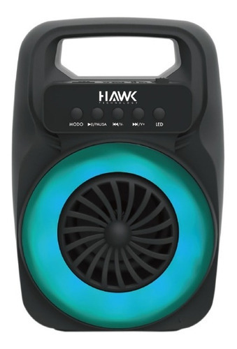 Bocina Pro Led Bluetooth Radio Fm Micro Sd Recargable Hawk Color Negro