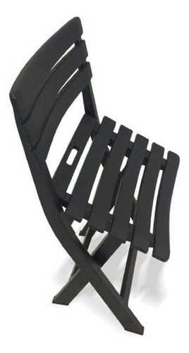 Kit Mesa De Plástico Monobloco Preta Com 4 Cadeiras Dobrável Cor Preto