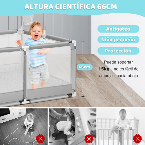 Corrales Seguridad Hogar Bebes Con Aro De Basket Color Gris