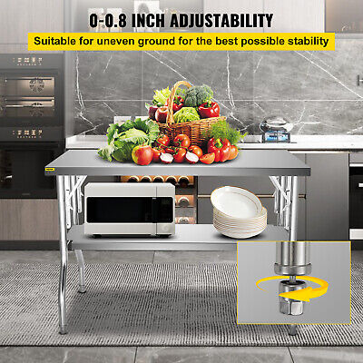 Vevor Folding Work Prep Table Stainless Steel With Under Oah