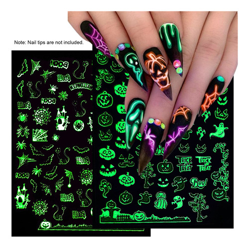 1 Lámina De Pegatinas 3d Para Decoración De Uñas De Hallowee