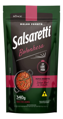 Molho de tomate bolonhesa Salsaretti sem glúten em sachê 340 g