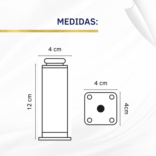 4 Patas Cuadradas Cromo 12 Cm Ajustables Para Muebles