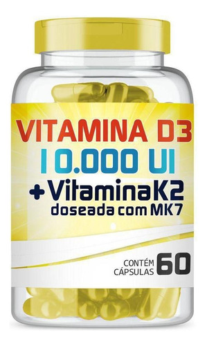 Vitamina D3 10.000ui + Vitamina K2 (mk-7) 200mcg 60 Cápsulas