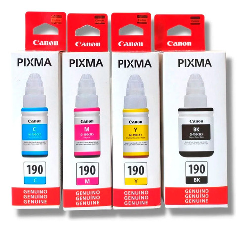 Pack 4 Botellas Tinta Canon Gi-190 G3100/g3111/g3110/g2100