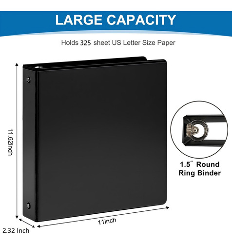 Binder Suqjoy 3 Anillas De 1.5 Pulgadas Con Cubierta Transpa