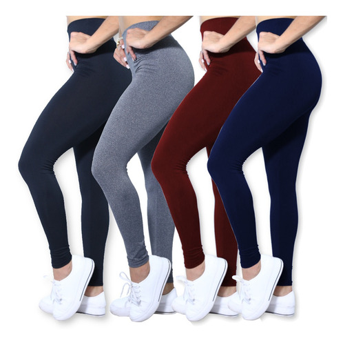 Kit 4 Leggings Suplex Cintura Alta #frete Gratis