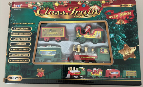 Trenzinho Elétrico Do Papai Noel Brinquedo Natal C/ 11 Cor Vermelho
