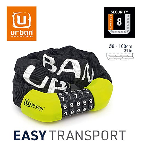 Candado Bicicleta Urban Ur890 - Antirrobo 100cm, 5 Dígitos,