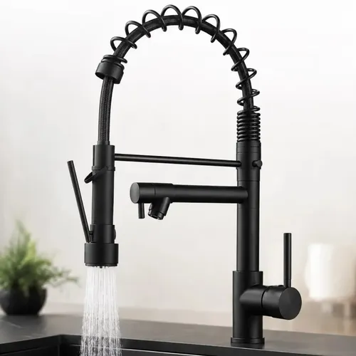 Torneira Bancada Pia Gourmet Flexível Monocomando Inox Preto Acetinado Cozinha Acabamento Premium