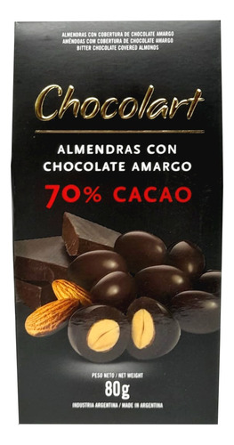 Chocolart Almendras Con Chocolate Amargo Estuche 80g Snack