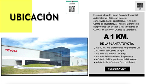 Venta Nave Industrial (160 M2) Toyota, Tlacote, Qro76 $2.3 Mdp