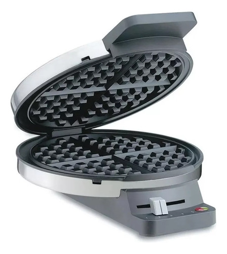 Wafflera Redonda Eléctrica Cuisinart Antiadherente Compacta Plateado